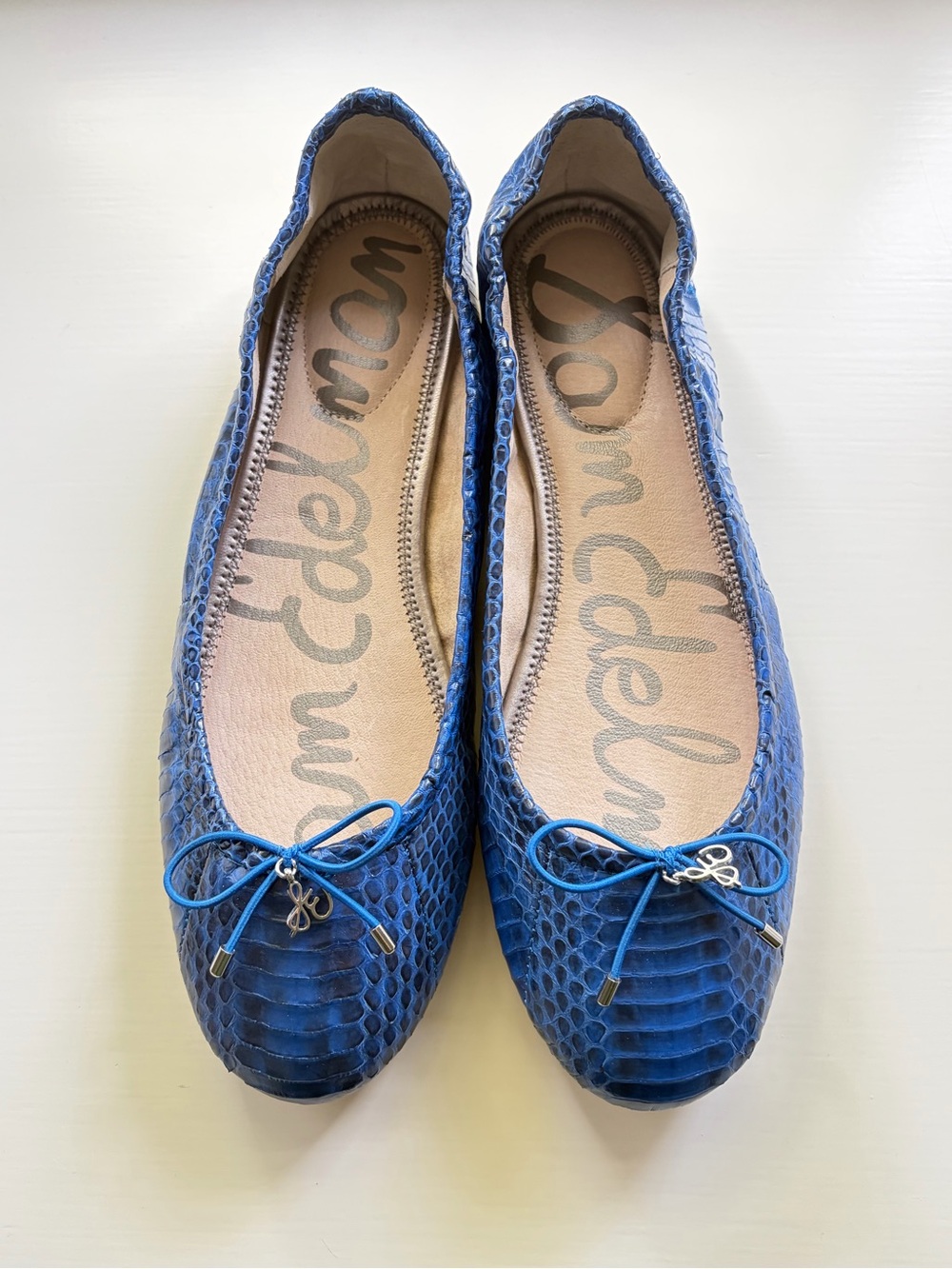 Sam Edelman Felicia Snake Print Blue Ballet Flats NWT - Picture 2 of 4